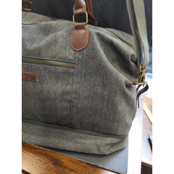 MyMealivos Canvas Weekender Overnight Travel Carry On Duffel Tote Black 20 X 8" - Picture 3 of 13